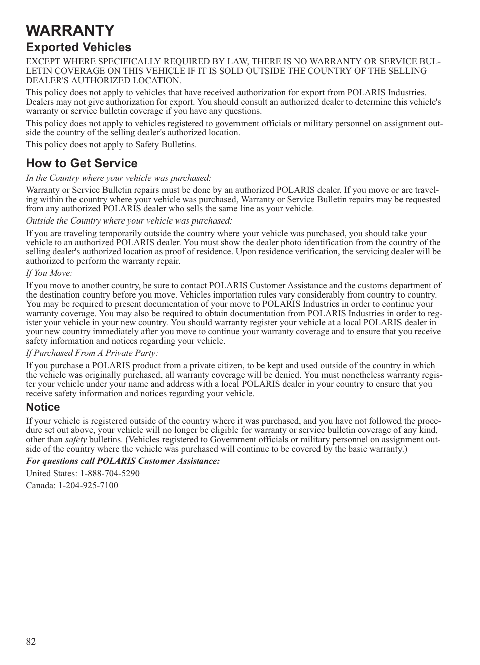 Warranty | Polaris 2013 Ranger 800 Midsize User Manual | Page 84 / 93