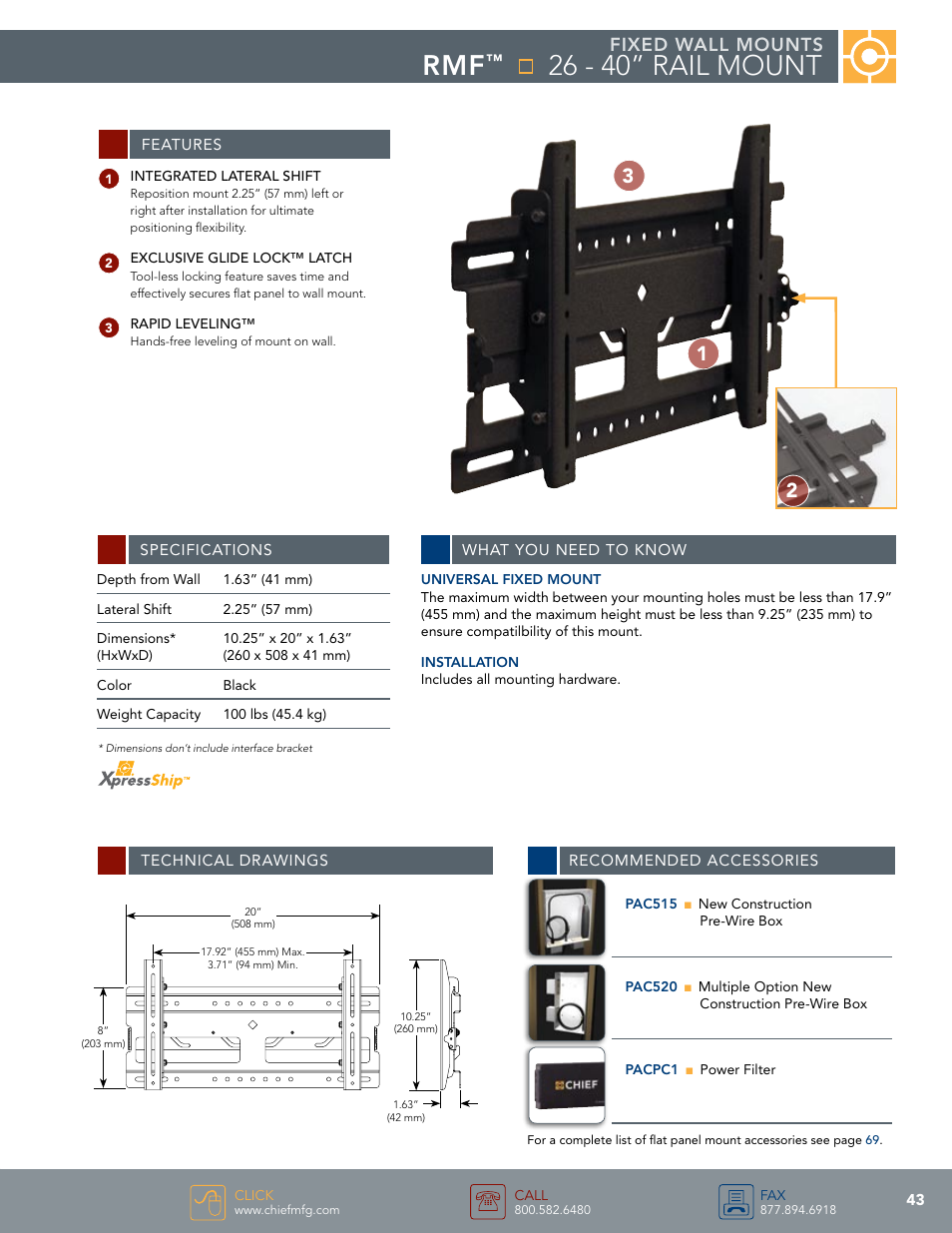 Chief Manufacturing RMF User Manual | 1 page
