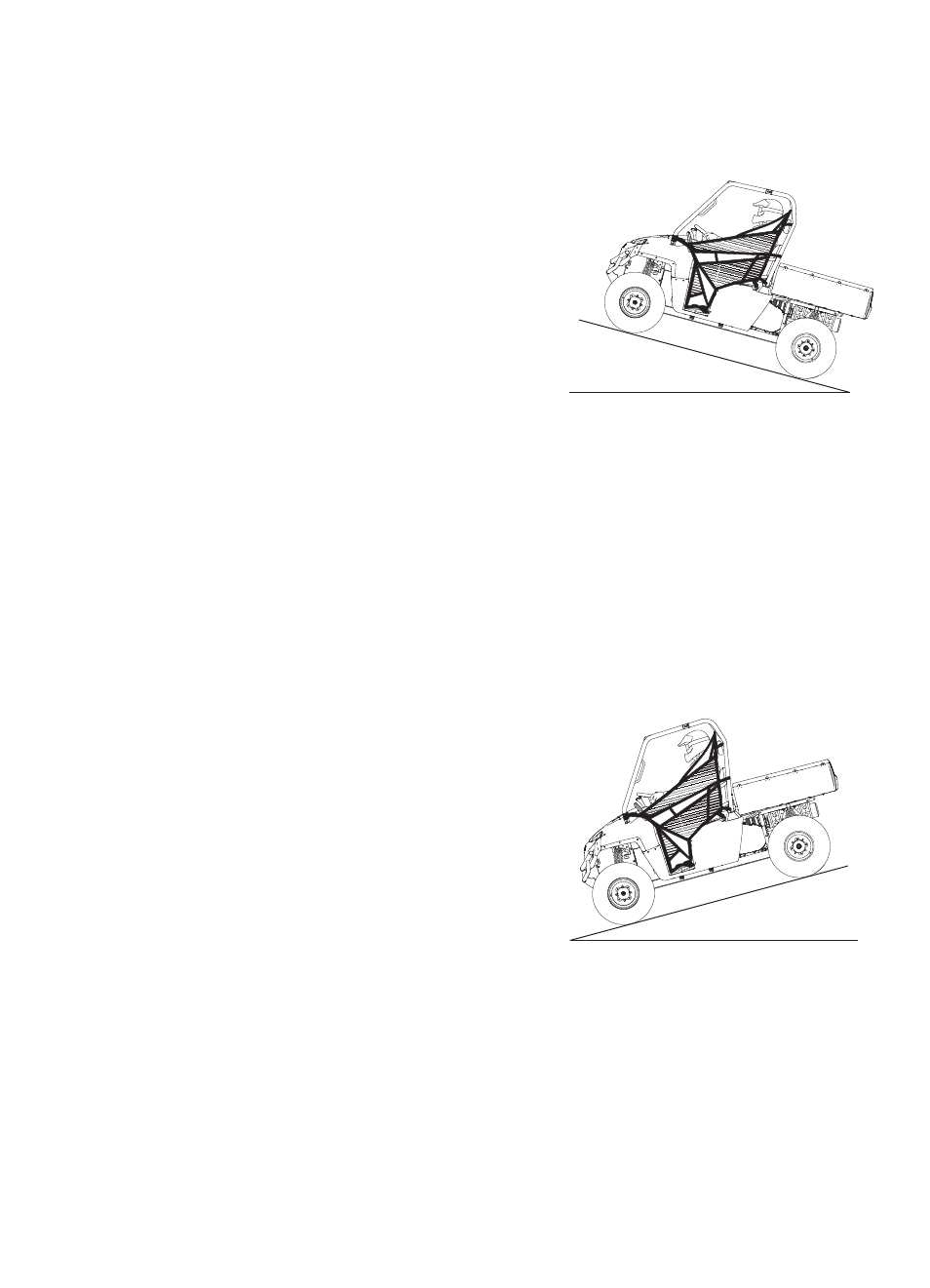 Operation, Driving uphill, Driving on a sidehill (sidehilling) | Driving downhill | Polaris 2014 Ranger 400 User Manual | Page 37 / 106