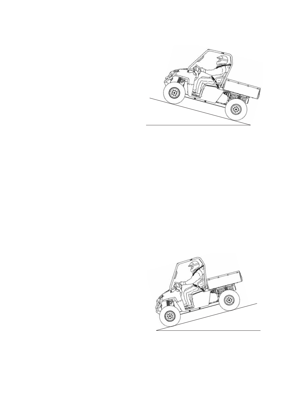 Operation, Driving uphill, Driving on a sidehill (sidehilling) | Driving downhill | Polaris 2014 Ranger EV User Manual | Page 38 / 82