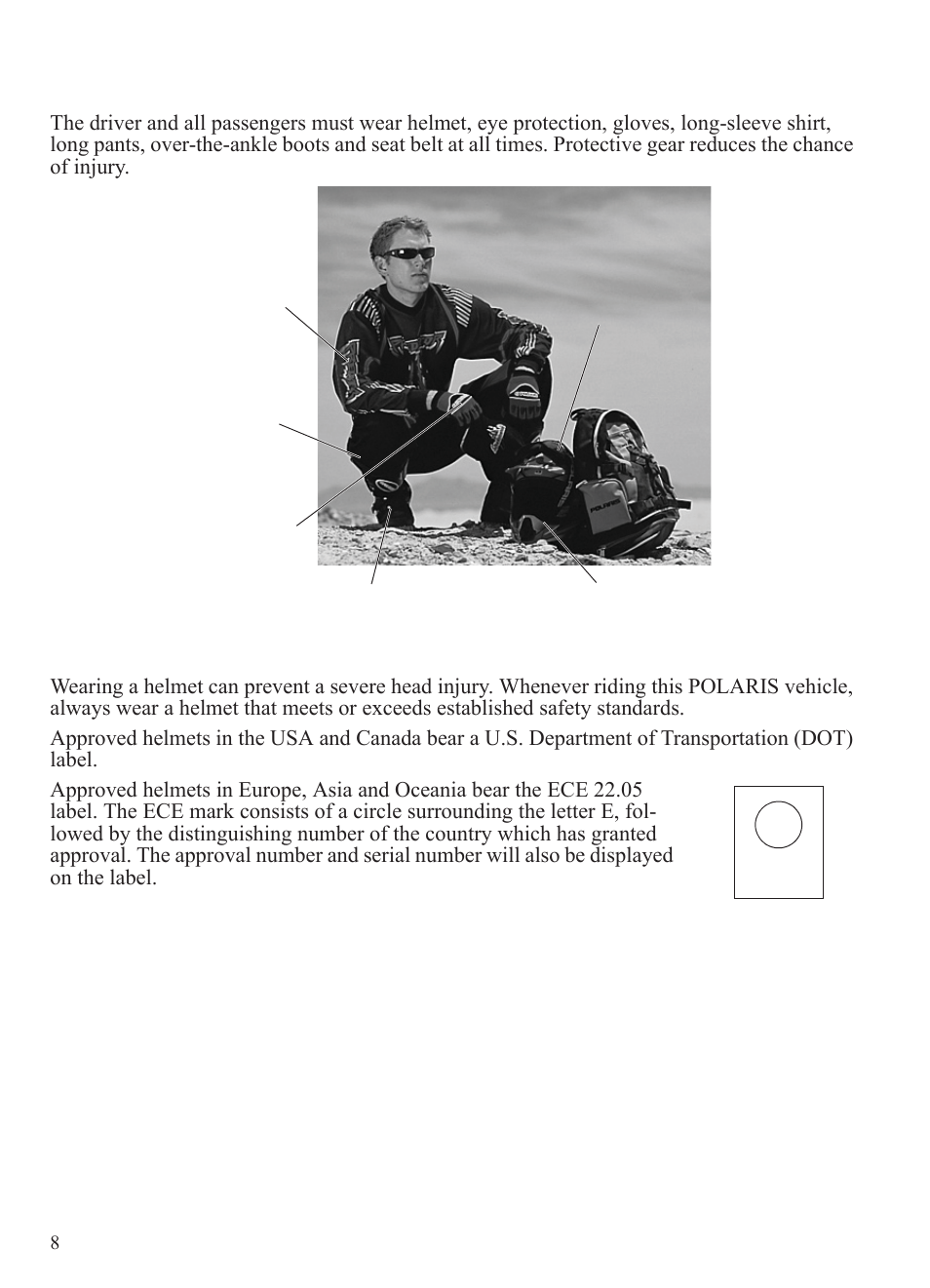 Safety, Safe riding gear | Polaris 2015 Ranger Diesel / Crew Diesel User Manual | Page 10 / 121