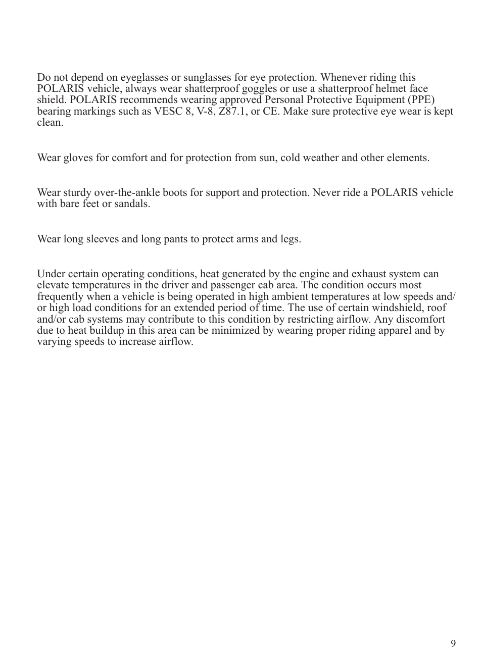 Safety, Safe riding gear | Polaris 2015 Ranger Diesel / Crew Diesel User Manual | Page 11 / 121