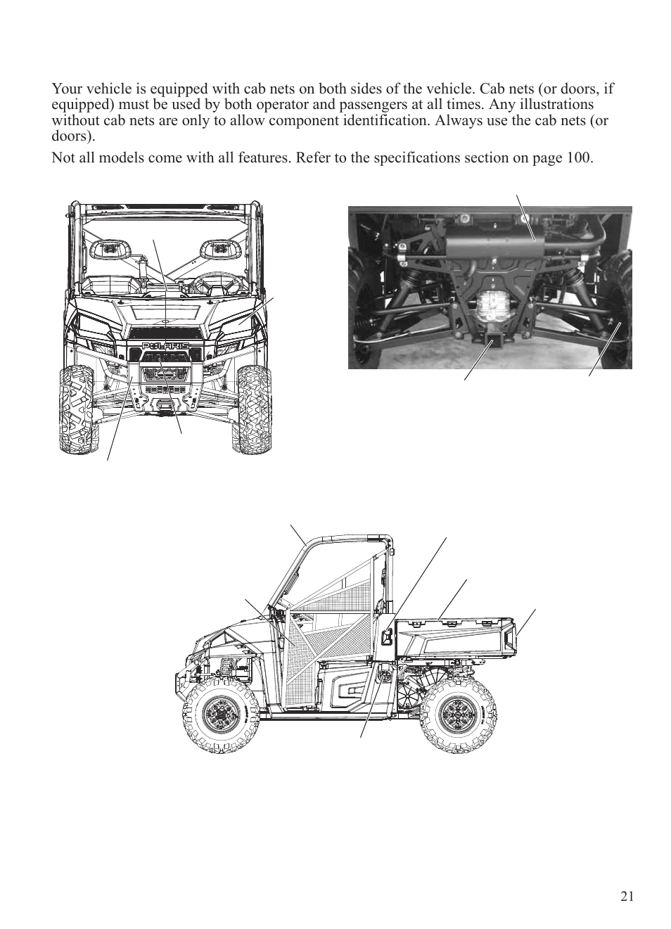 Features and controls, Component locations | Polaris 2015 Ranger Diesel / Crew Diesel User Manual | Page 23 / 121