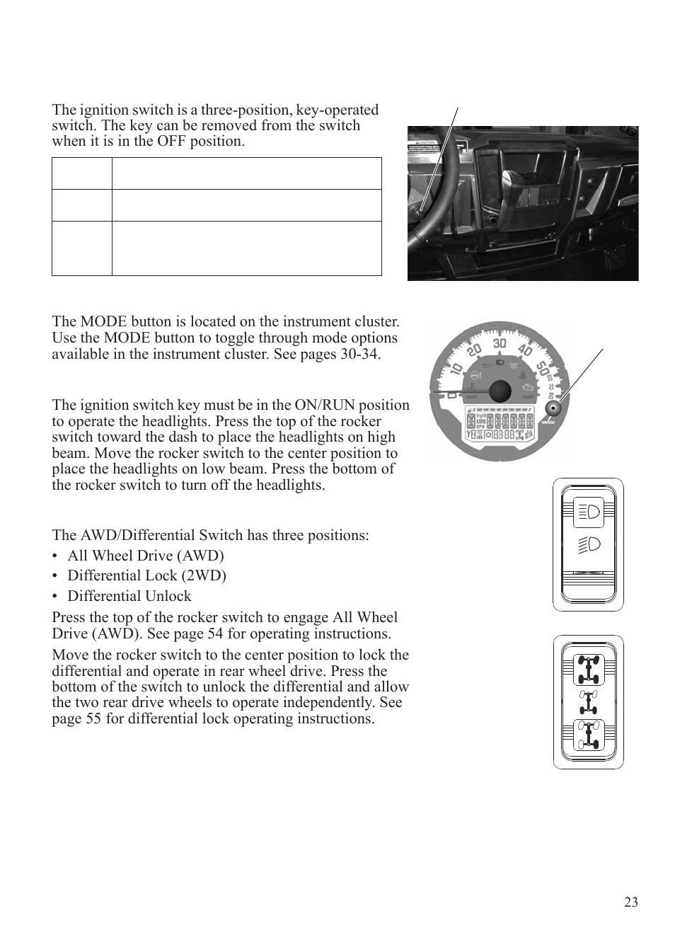 Features and controls, Switches | Polaris 2015 Ranger Diesel / Crew Diesel User Manual | Page 25 / 121