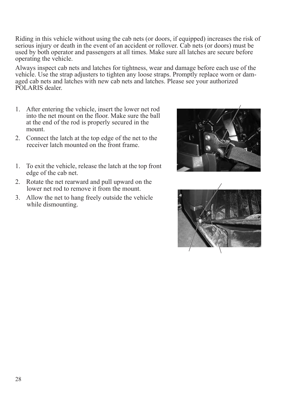 Features and controls, Cab nets | Polaris 2015 Ranger Diesel / Crew Diesel User Manual | Page 30 / 121