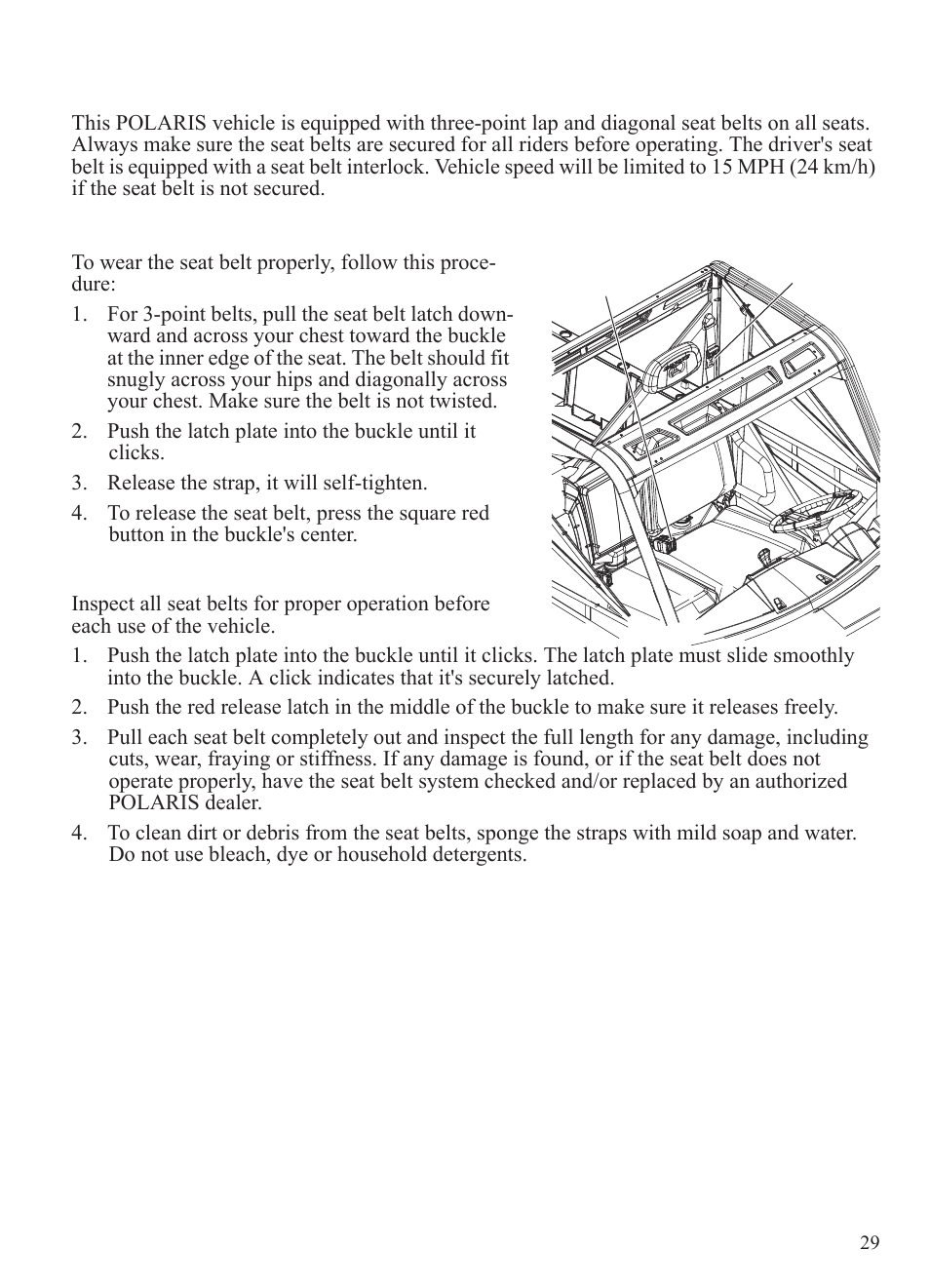 Features and controls, Seat belts | Polaris 2015 Ranger Diesel / Crew Diesel User Manual | Page 31 / 121