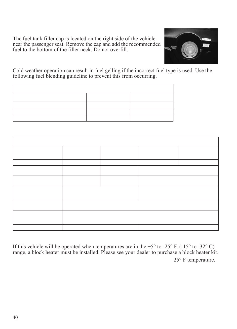 Operation, Fuel recommendations, Cold weather operation | Refueling, Block heater use | Polaris 2015 Ranger Diesel / Crew Diesel User Manual | Page 42 / 121