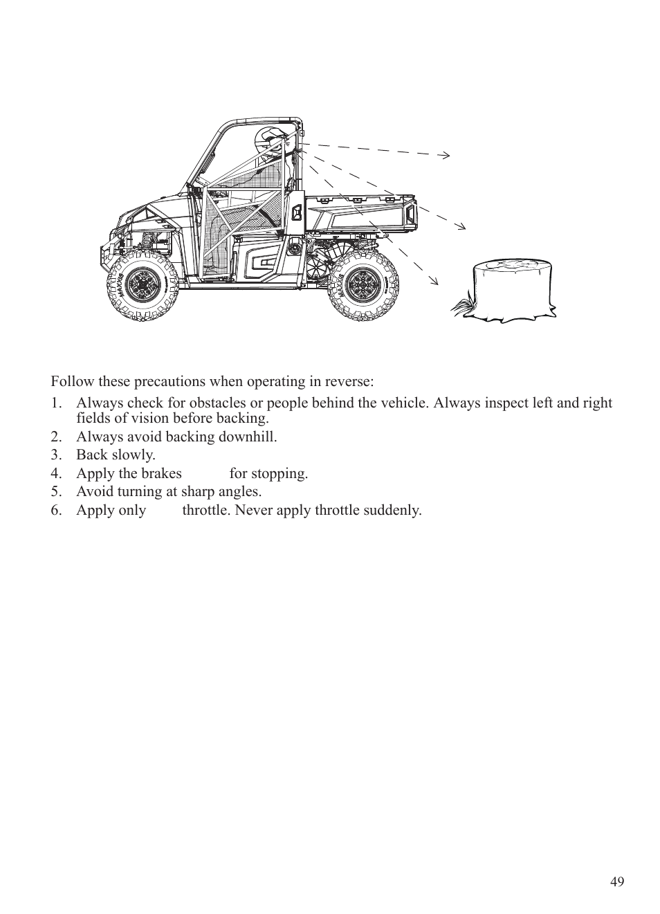 Operation, Driving in reverse | Polaris 2015 Ranger Diesel / Crew Diesel User Manual | Page 51 / 121