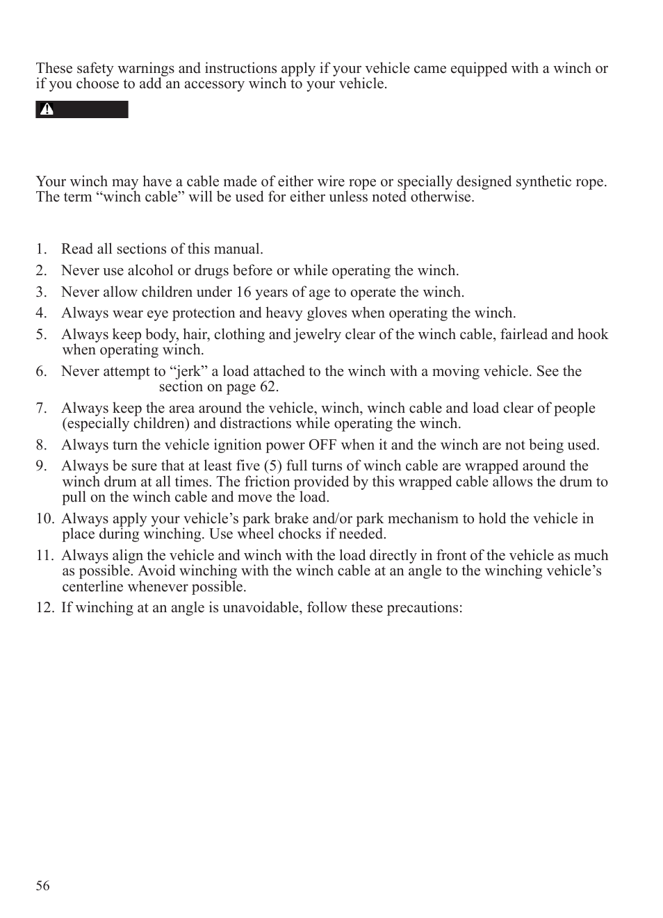 Winch guide, Winch safety precautions | Polaris 2015 Ranger Diesel / Crew Diesel User Manual | Page 58 / 121