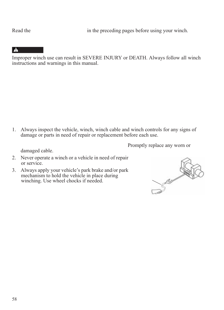 Winch guide, Winch operation | Polaris 2015 Ranger Diesel / Crew Diesel User Manual | Page 60 / 121