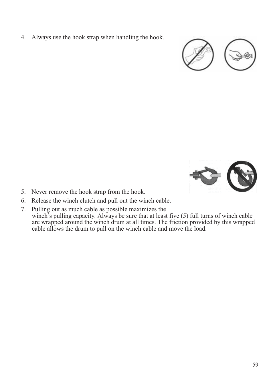 Winch guide, Winch operation, No yes no yes | Polaris 2015 Ranger Diesel / Crew Diesel User Manual | Page 61 / 121