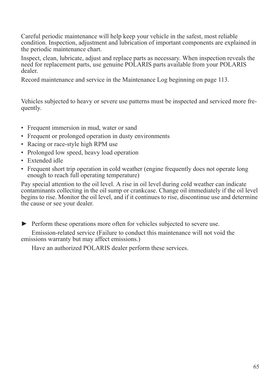 Maintenance, Periodic maintenance chart | Polaris 2015 Ranger Diesel / Crew Diesel User Manual | Page 67 / 121