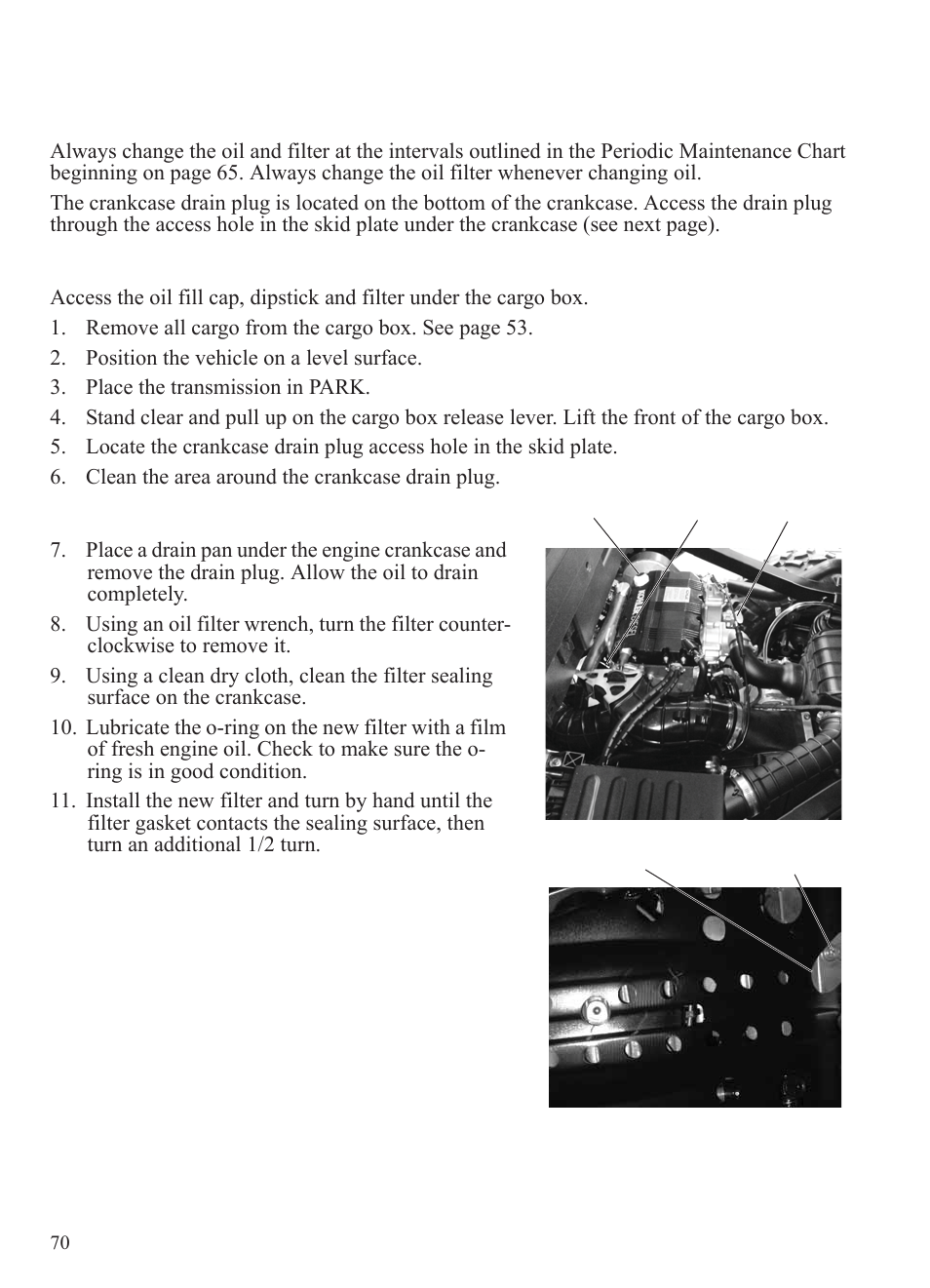 Maintenance, Engine oil | Polaris 2015 Ranger Diesel / Crew Diesel User Manual | Page 72 / 121