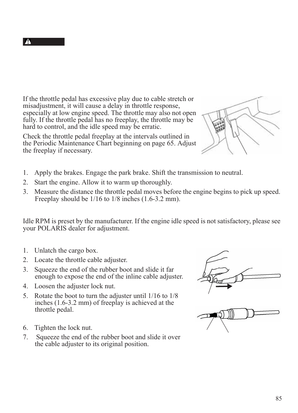 Maintenance, Throttle system | Polaris 2015 Ranger Diesel / Crew Diesel User Manual | Page 87 / 121