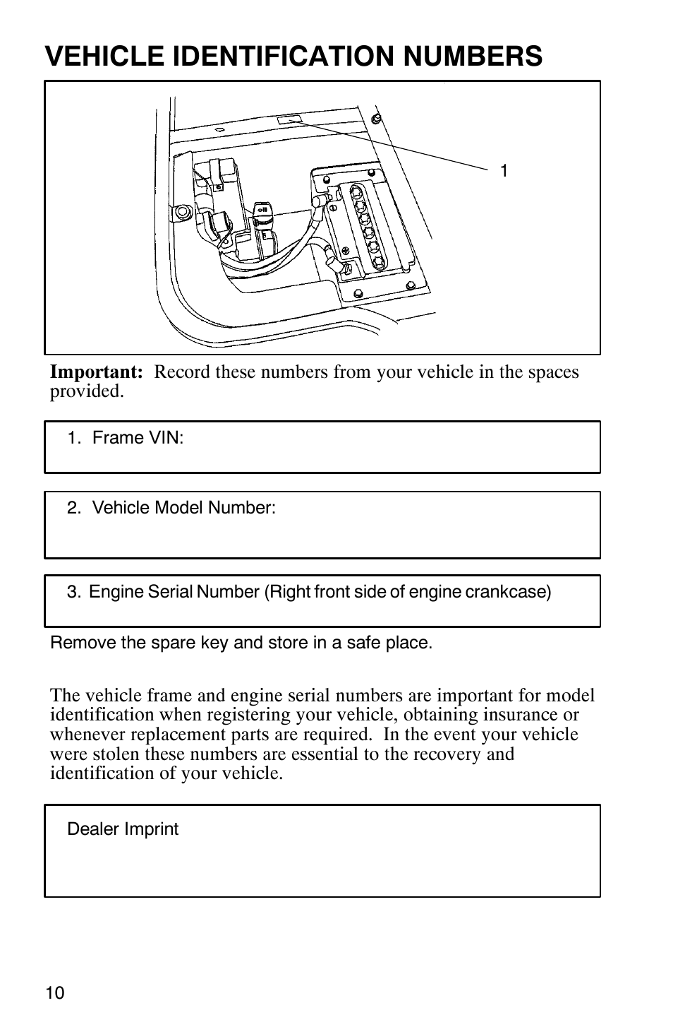 Vehicle identification numbers | Polaris Series 10 Ranger 425 2x4 User Manual | Page 12 / 121