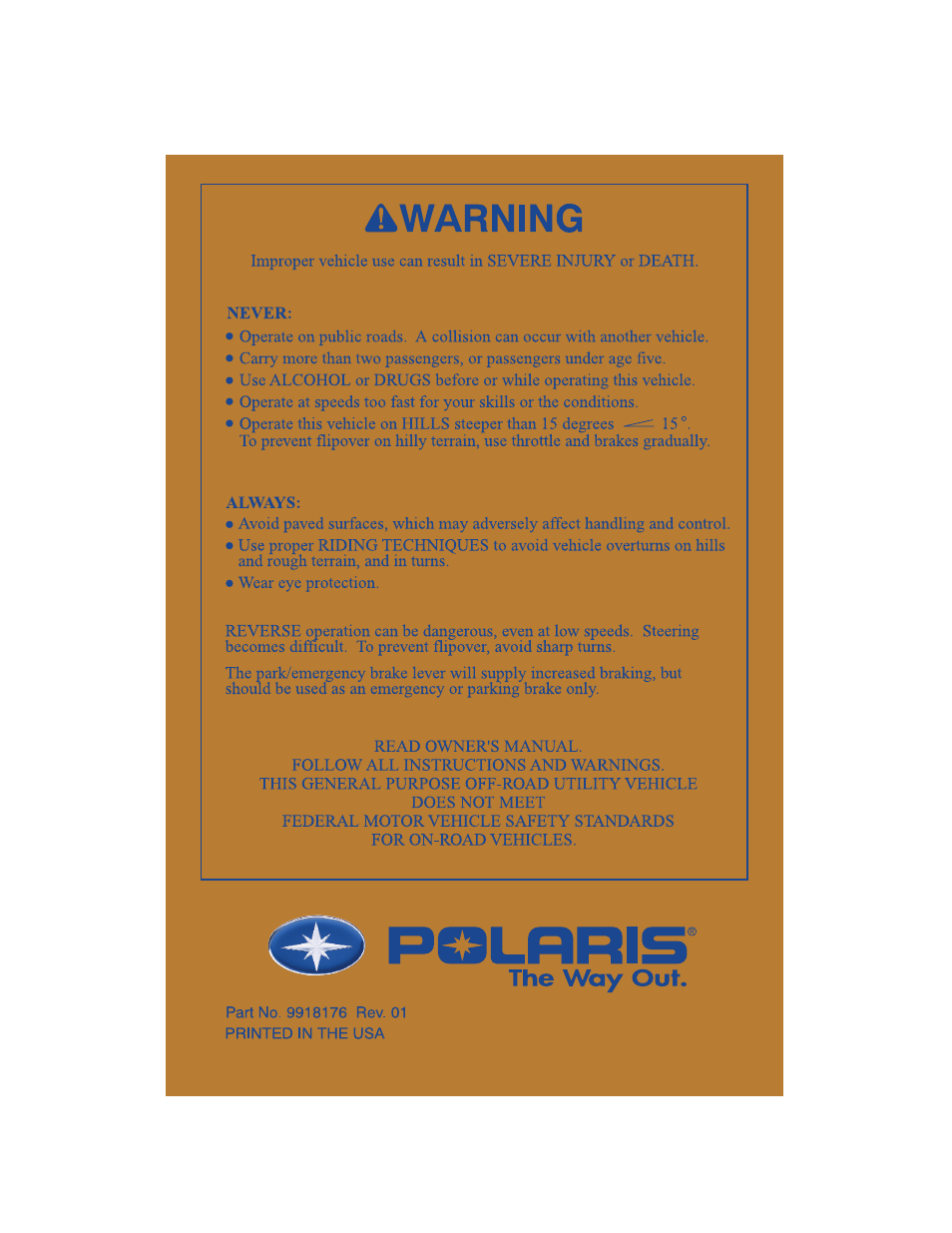 Polaris Series 11 Ranger User Manual | Page 106 / 106