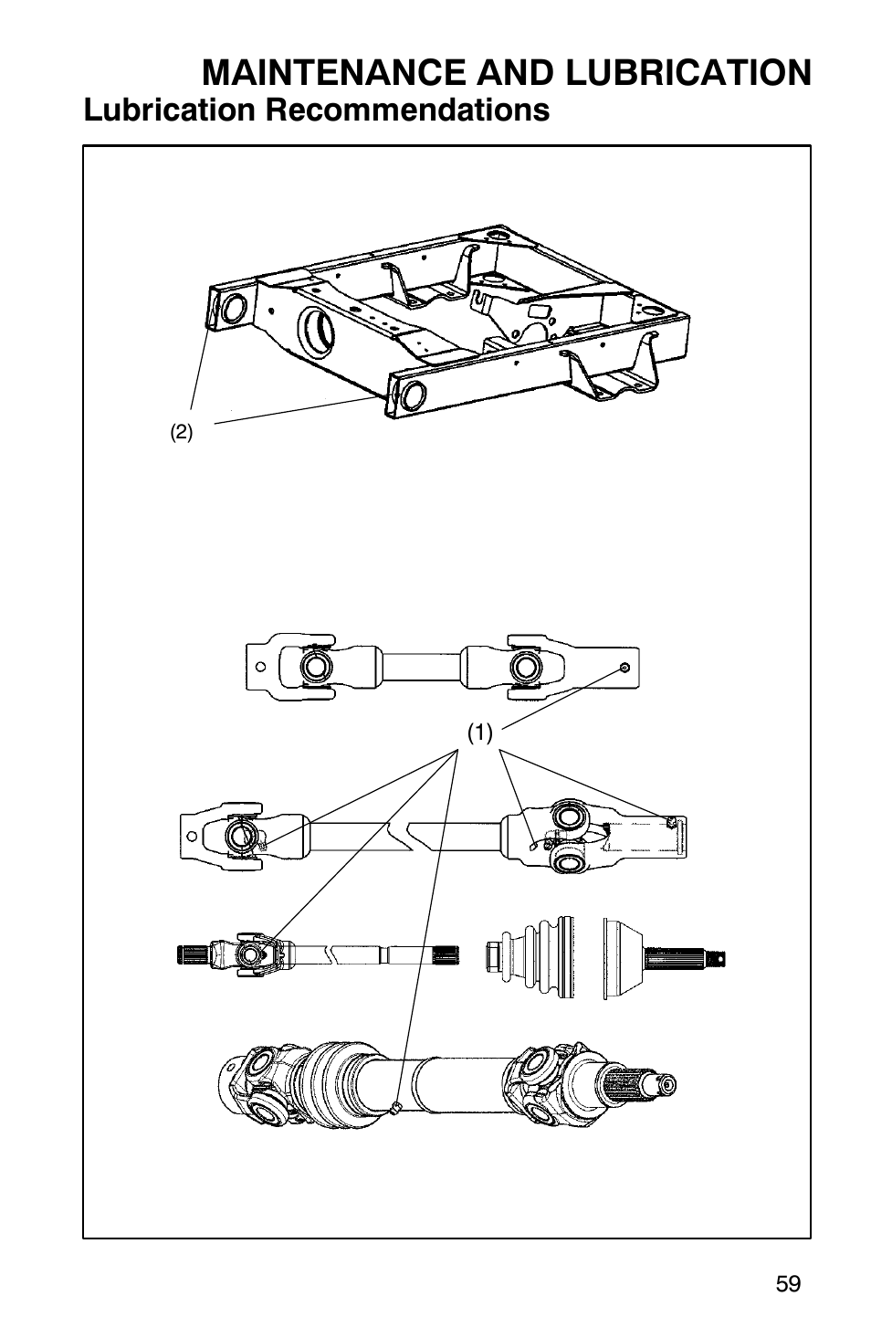 Maintenance and lubrication, Lubrication recommendations | Polaris Series 11 Ranger User Manual | Page 61 / 106