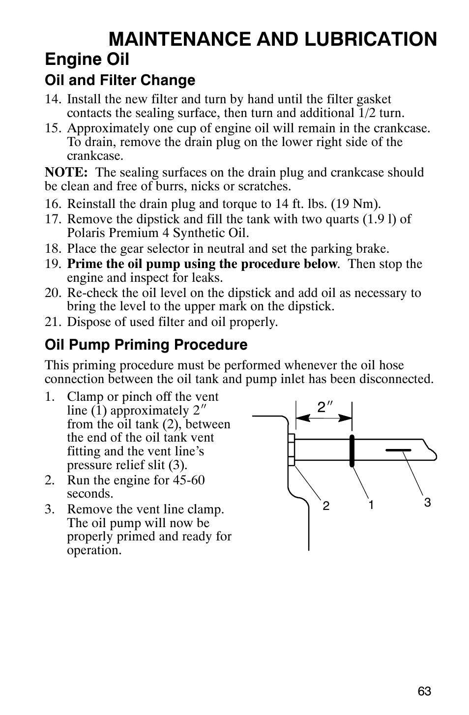 Maintenance and lubrication, Engine oil | Polaris Series 11 Ranger User Manual | Page 65 / 106