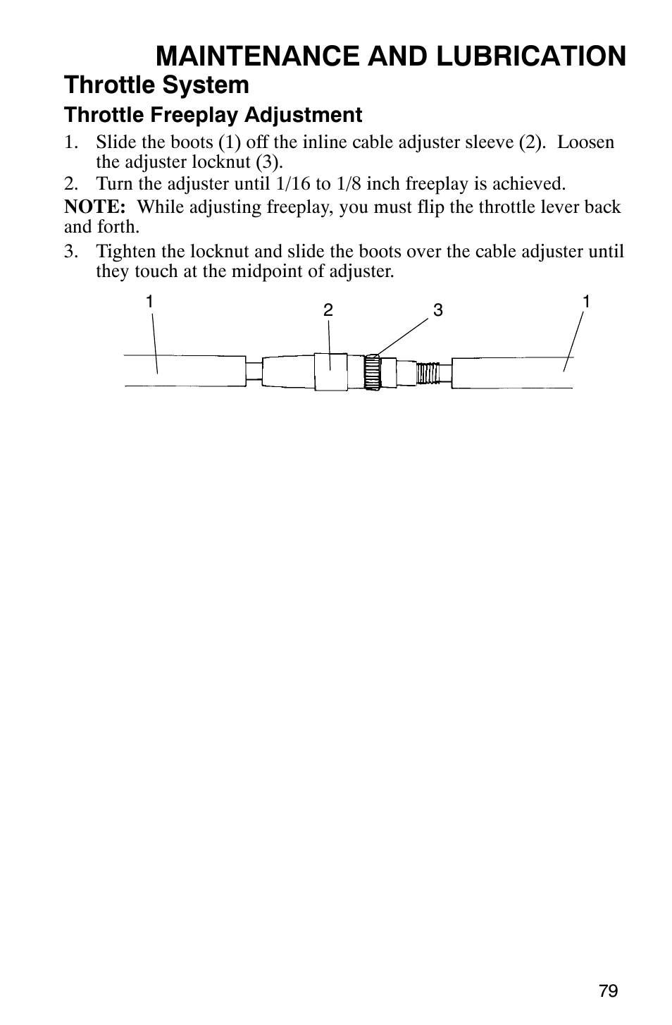 Maintenance and lubrication, Throttle system | Polaris Series 11 Ranger User Manual | Page 81 / 106