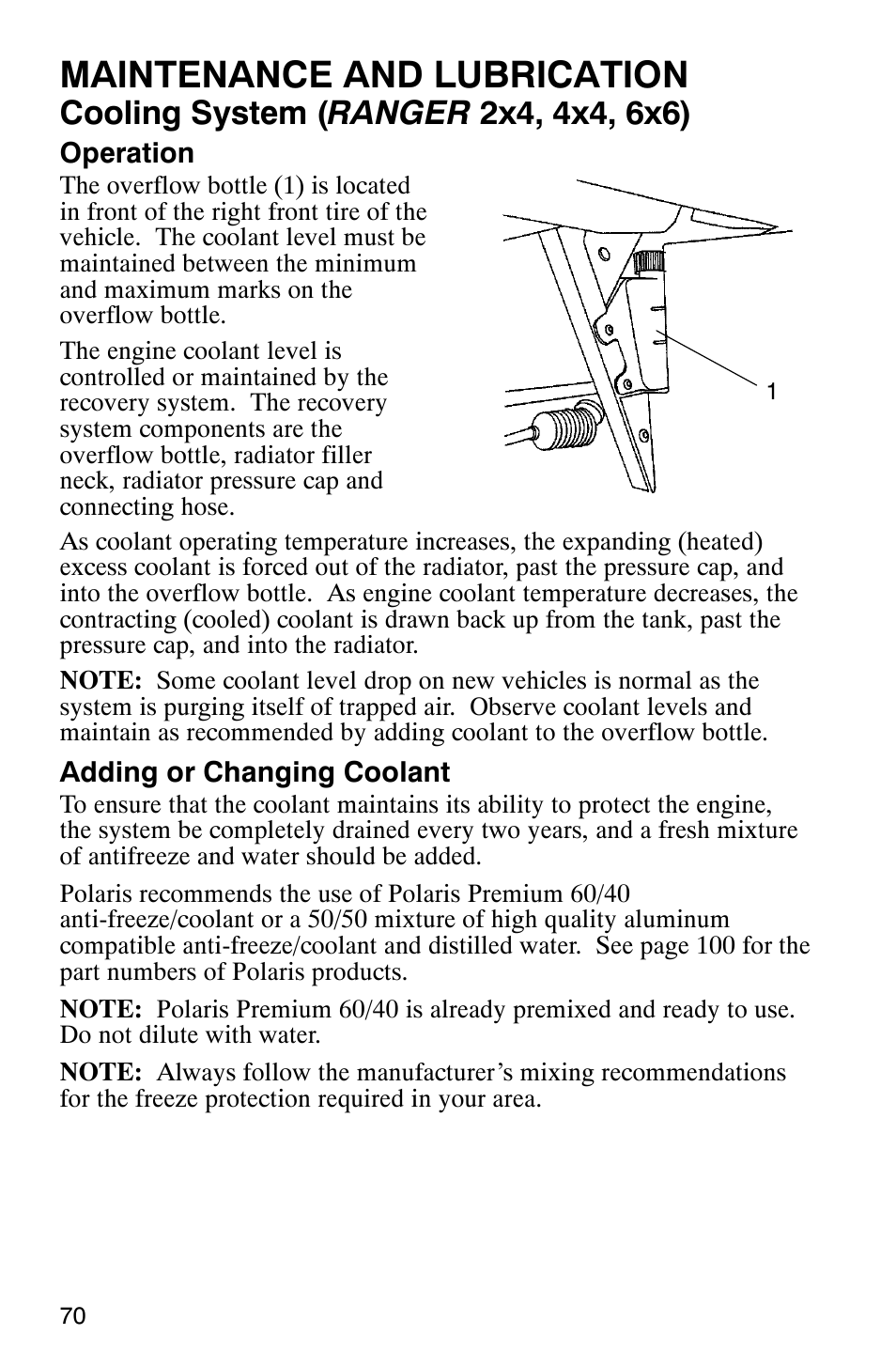 Maintenance and lubrication | Polaris Series 11 Polaris Ranger 4x4 User Manual | Page 72 / 118