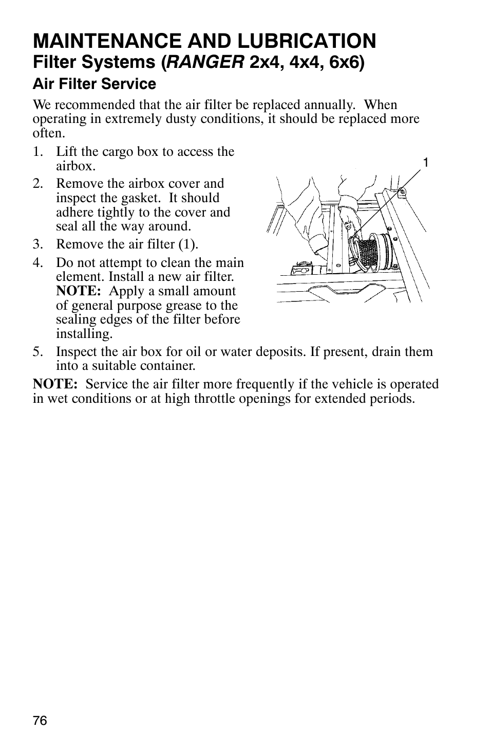 Maintenance and lubrication | Polaris Series 11 Polaris Ranger 4x4 User Manual | Page 78 / 118