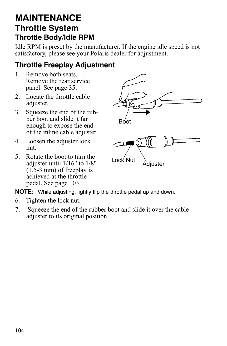 Maintenance, Throttle system | Polaris 2008 Ranger RZR User Manual | Page 107 / 146