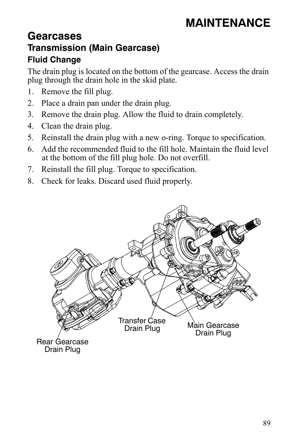 Maintenance, Gearcases | Polaris 2008 Ranger RZR User Manual | Page 92 / 146