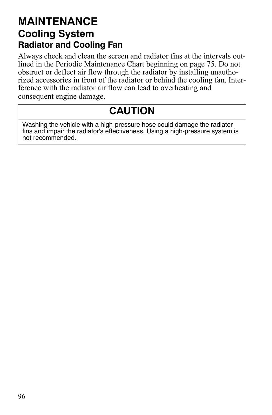 Maintenance, Cooling system, Caution | Polaris 2008 Ranger RZR User Manual | Page 99 / 146