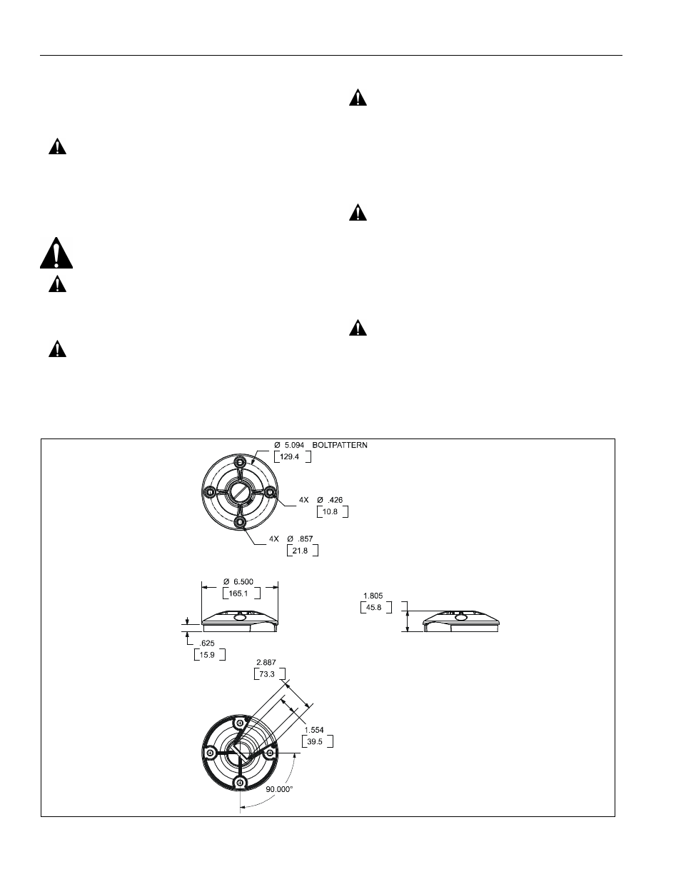 Importants avertissements et précautions, Dimensions | Chief Manufacturing Ceiling Plate CMS115 User Manual | Page 4 / 12