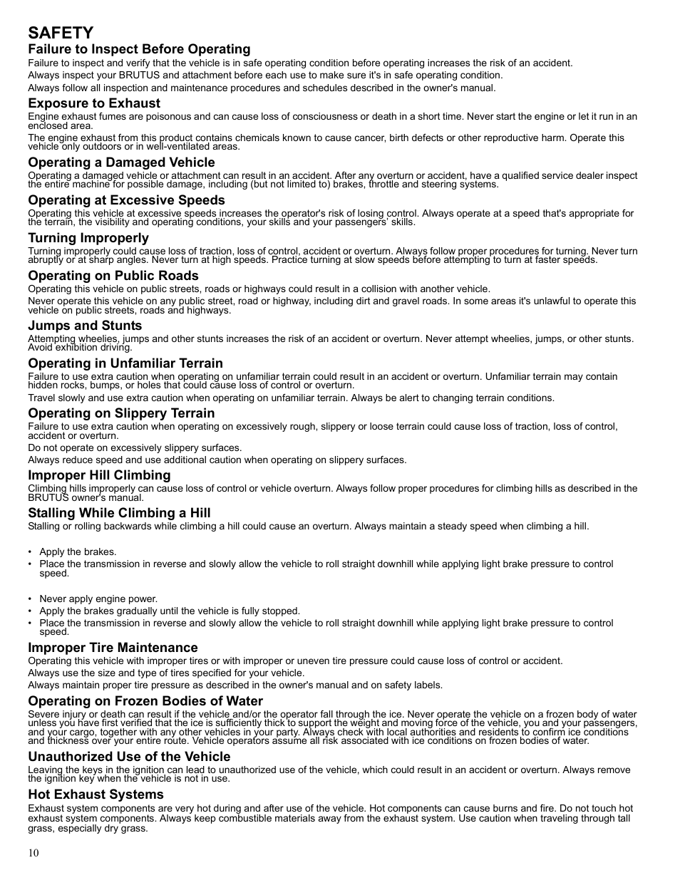 Safety | Polaris 2013 BRUTUS Accessory Mower User Manual | Page 11 / 47