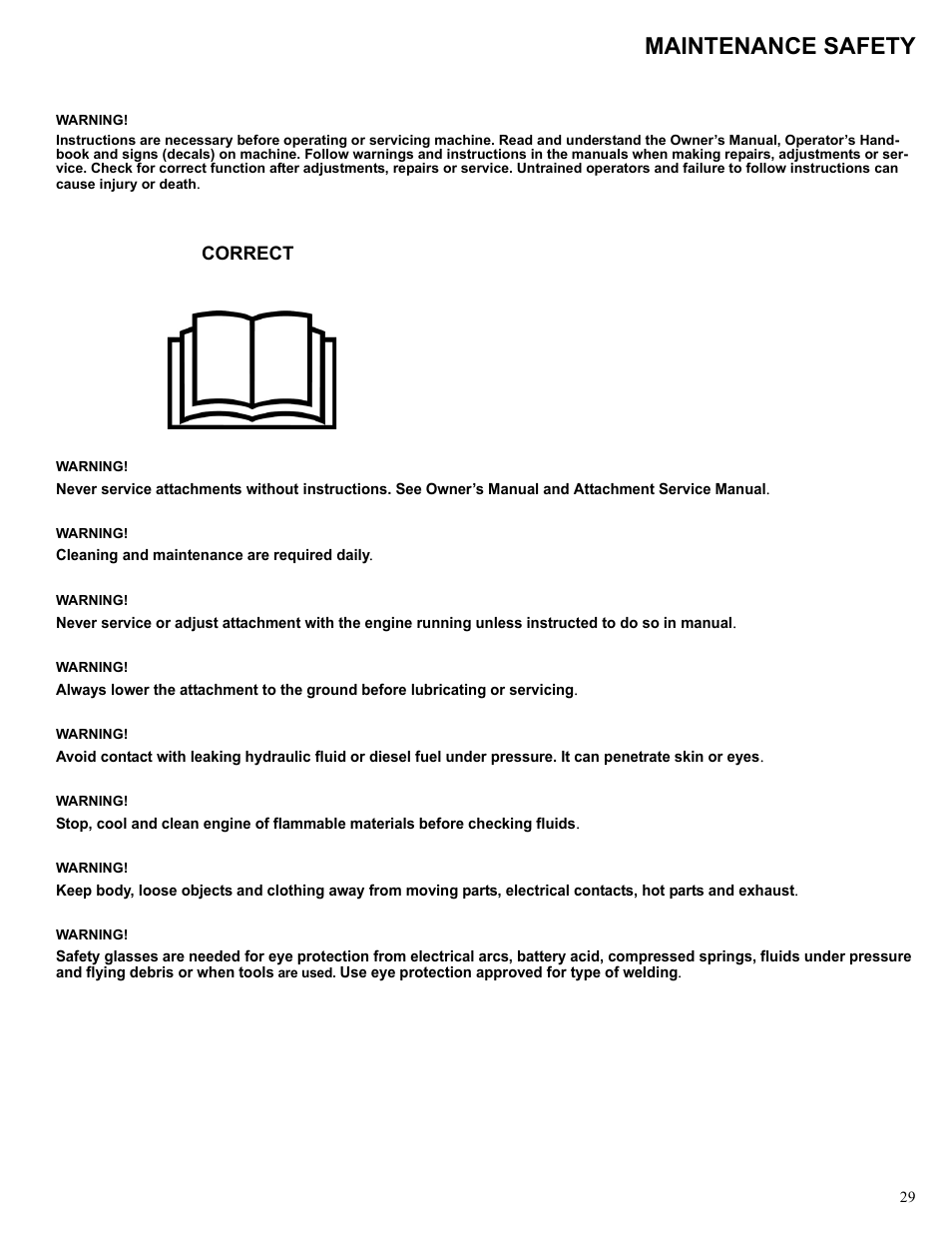 Maintenance safety | Polaris 2013 BRUTUS Accessory Mower User Manual | Page 30 / 47
