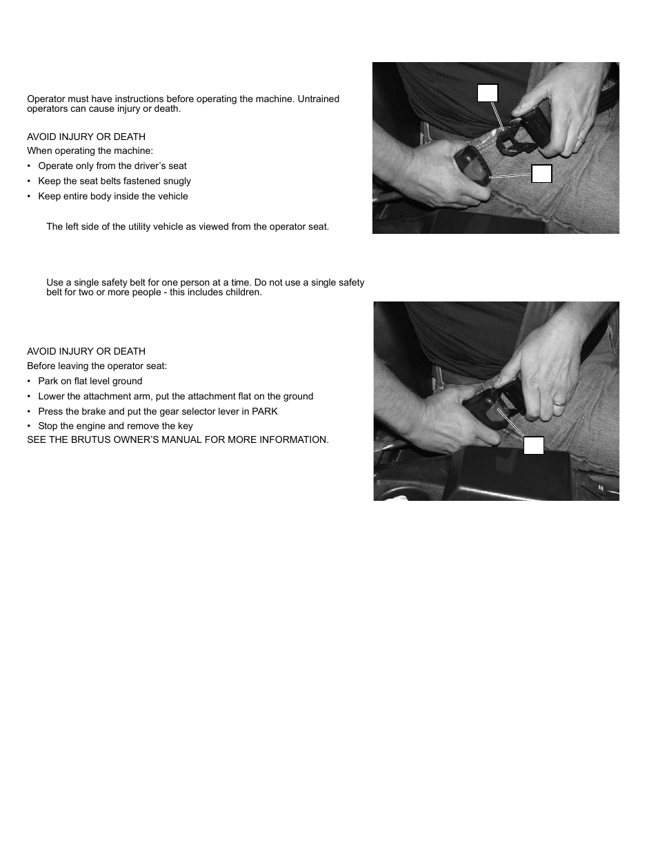Operation, Entering and existing the utility vehicle | Polaris 2013 BRUTUS Accessory Snow Blade User Manual | Page 17 / 53