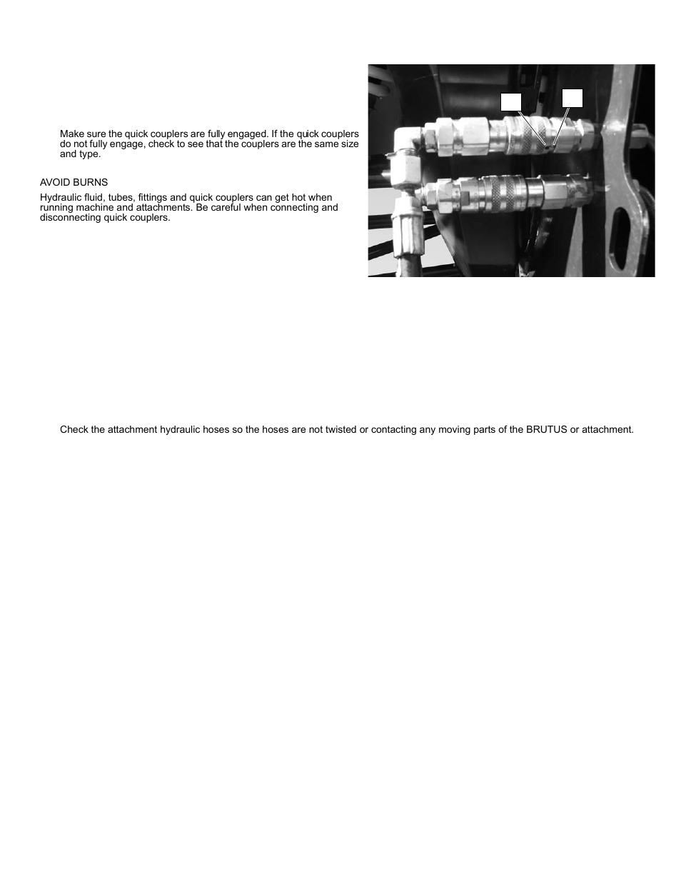 Operation, Hydraulic quick couplers | Polaris 2013 BRUTUS Accessory Snow Blade User Manual | Page 20 / 53