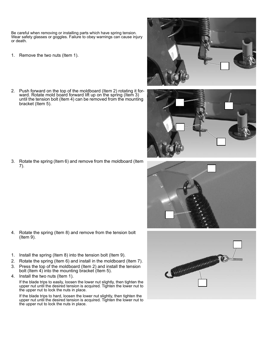 Maintenance, Trip spring removal and installation | Polaris 2013 BRUTUS Accessory Snow Blade User Manual | Page 31 / 53