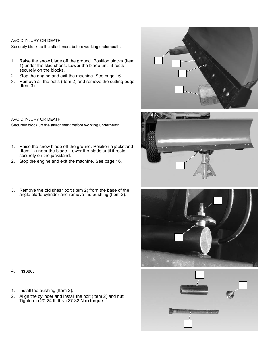 Maintenance, Cutting edge removal and installation, Shear bolt removal and installation | Polaris 2013 BRUTUS Accessory Snow Blade User Manual | Page 33 / 53