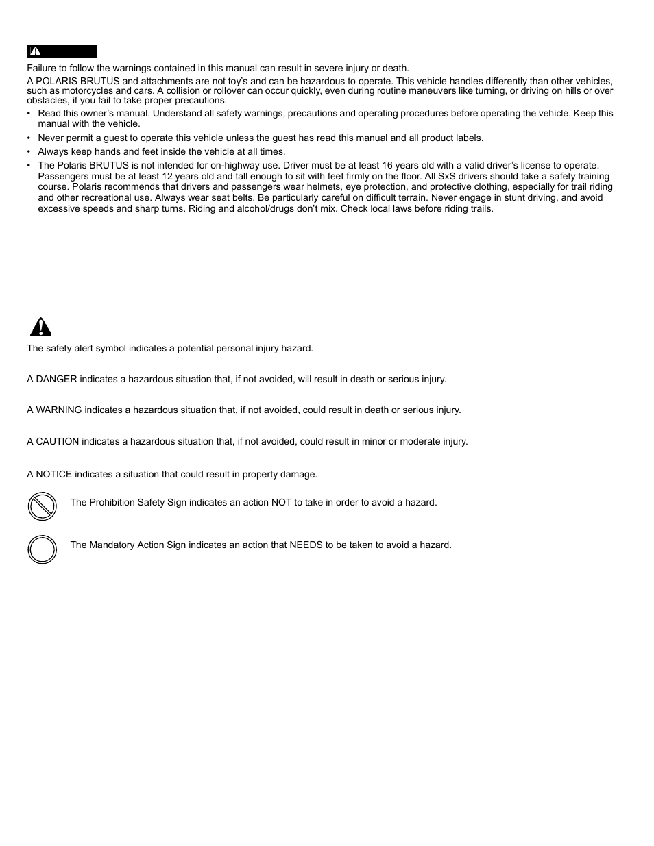 Introduction, Safety symbols and signal words | Polaris 2013 BRUTUS Accessory Snow Blade User Manual | Page 5 / 53