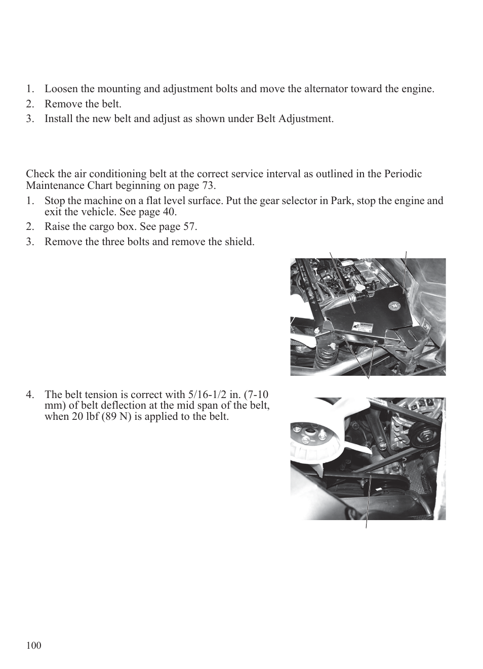 Maintenance, Alternator belt, Air conditioning (if equipped) | Polaris 2014 BRUTUS Owner's Manual User Manual | Page 102 / 136