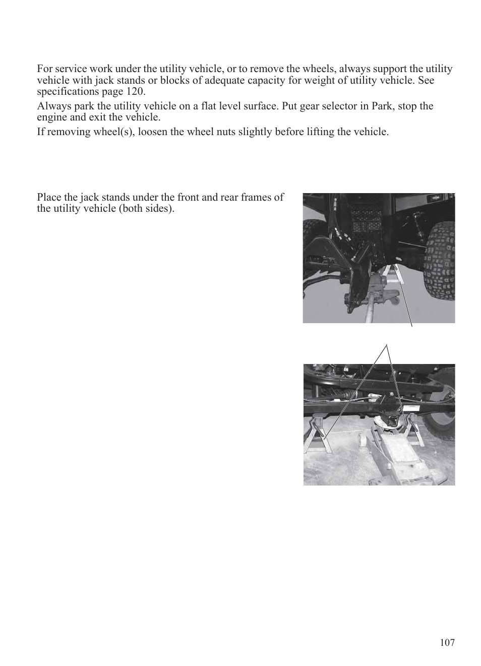 Maintenance, Supporting utility vehicle on jack stands | Polaris 2014 BRUTUS Owner's Manual User Manual | Page 109 / 136