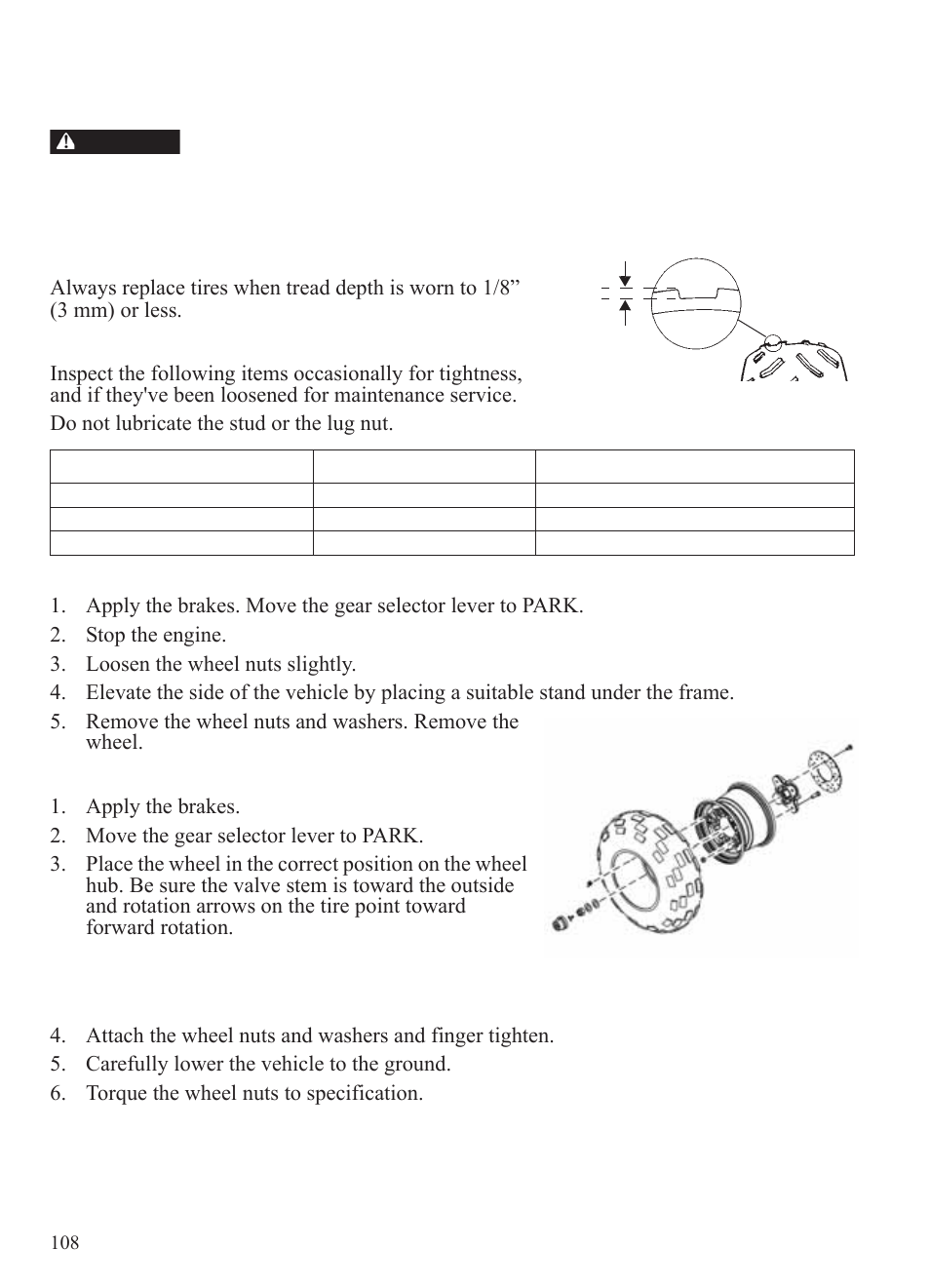 Maintenance, Tires | Polaris 2014 BRUTUS Owner's Manual User Manual | Page 110 / 136