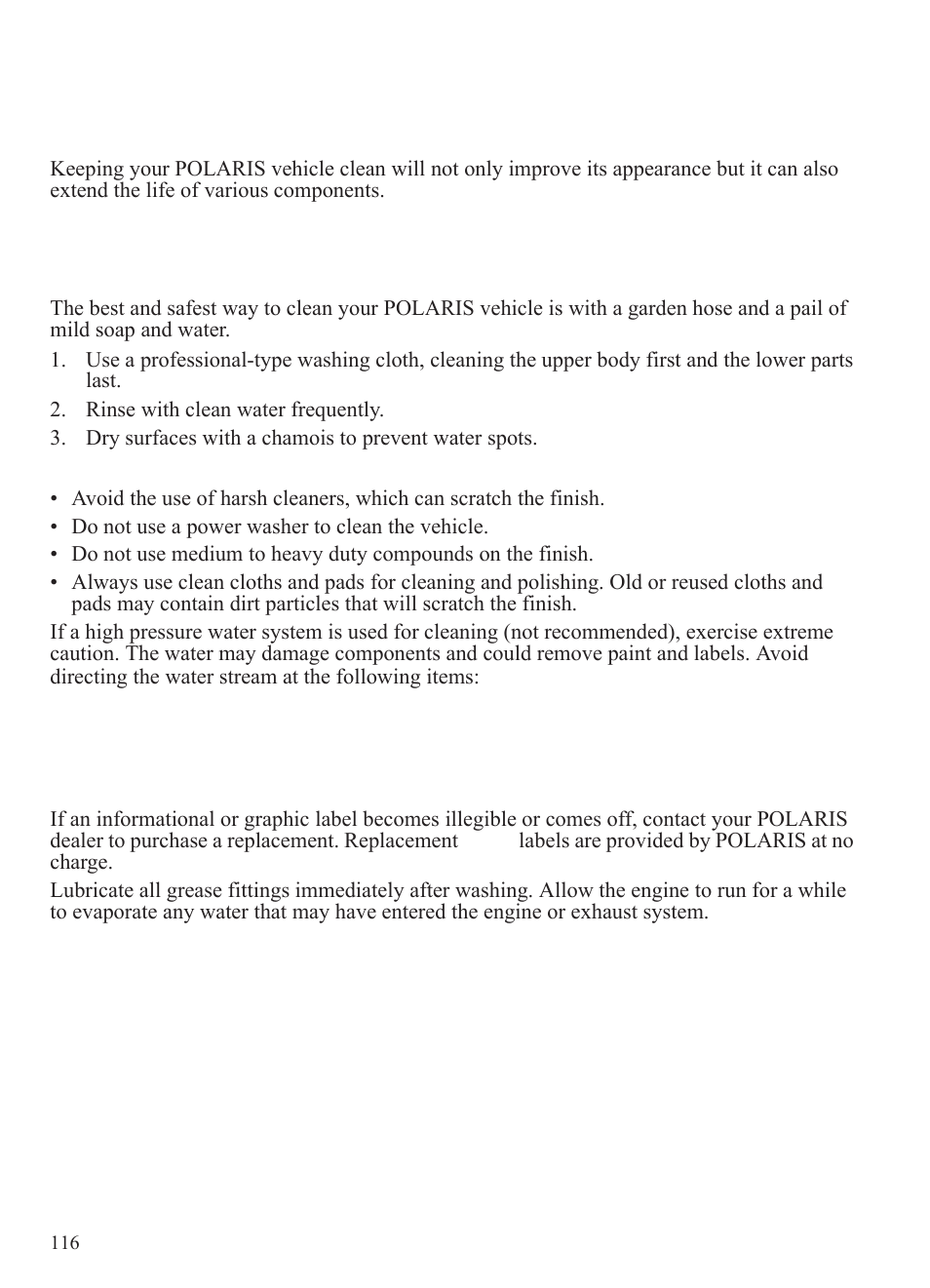 Maintenance, Cleaning and storage | Polaris 2014 BRUTUS Owner's Manual User Manual | Page 118 / 136