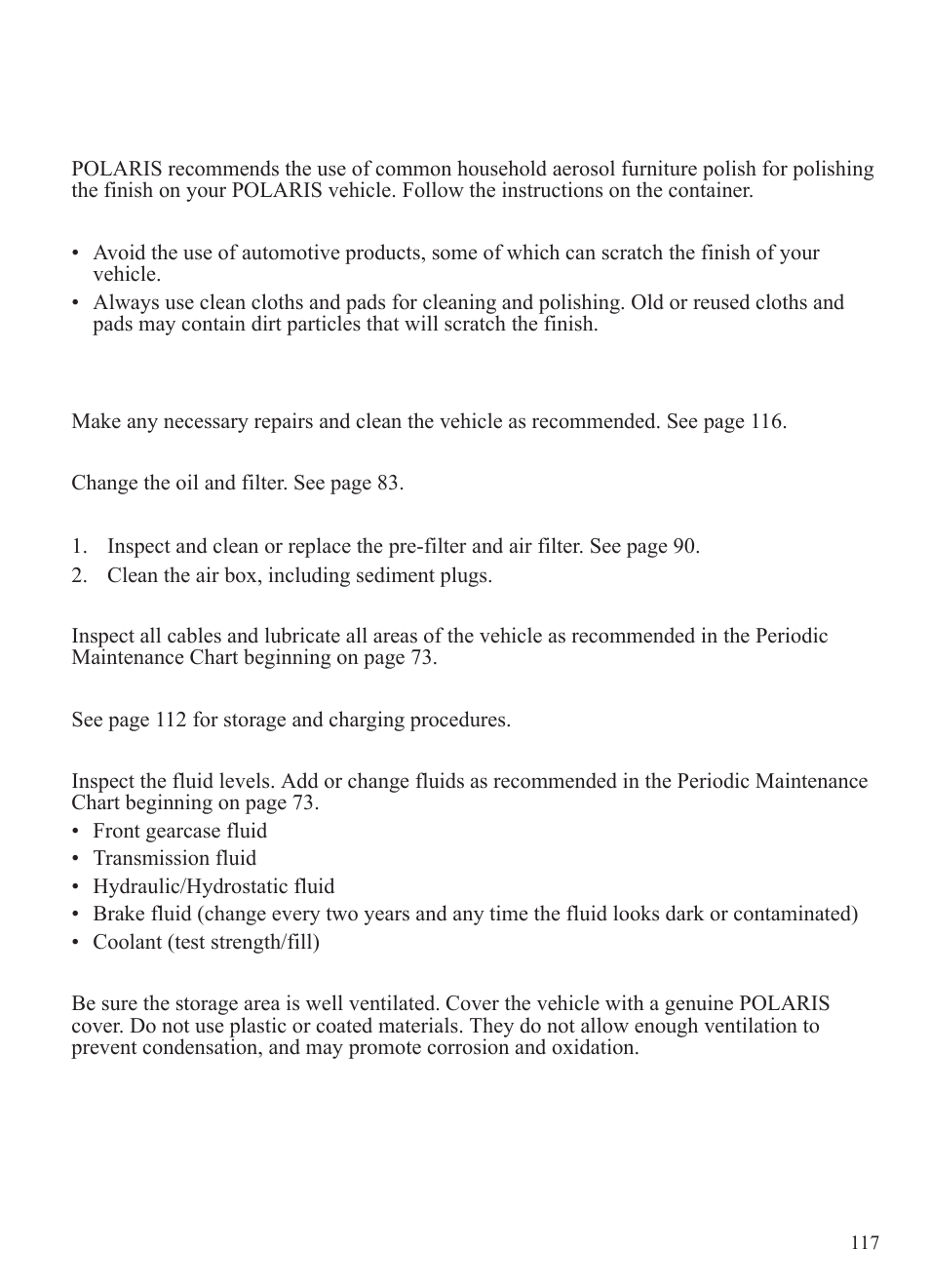 Maintenance, Cleaning and storage | Polaris 2014 BRUTUS Owner's Manual User Manual | Page 119 / 136