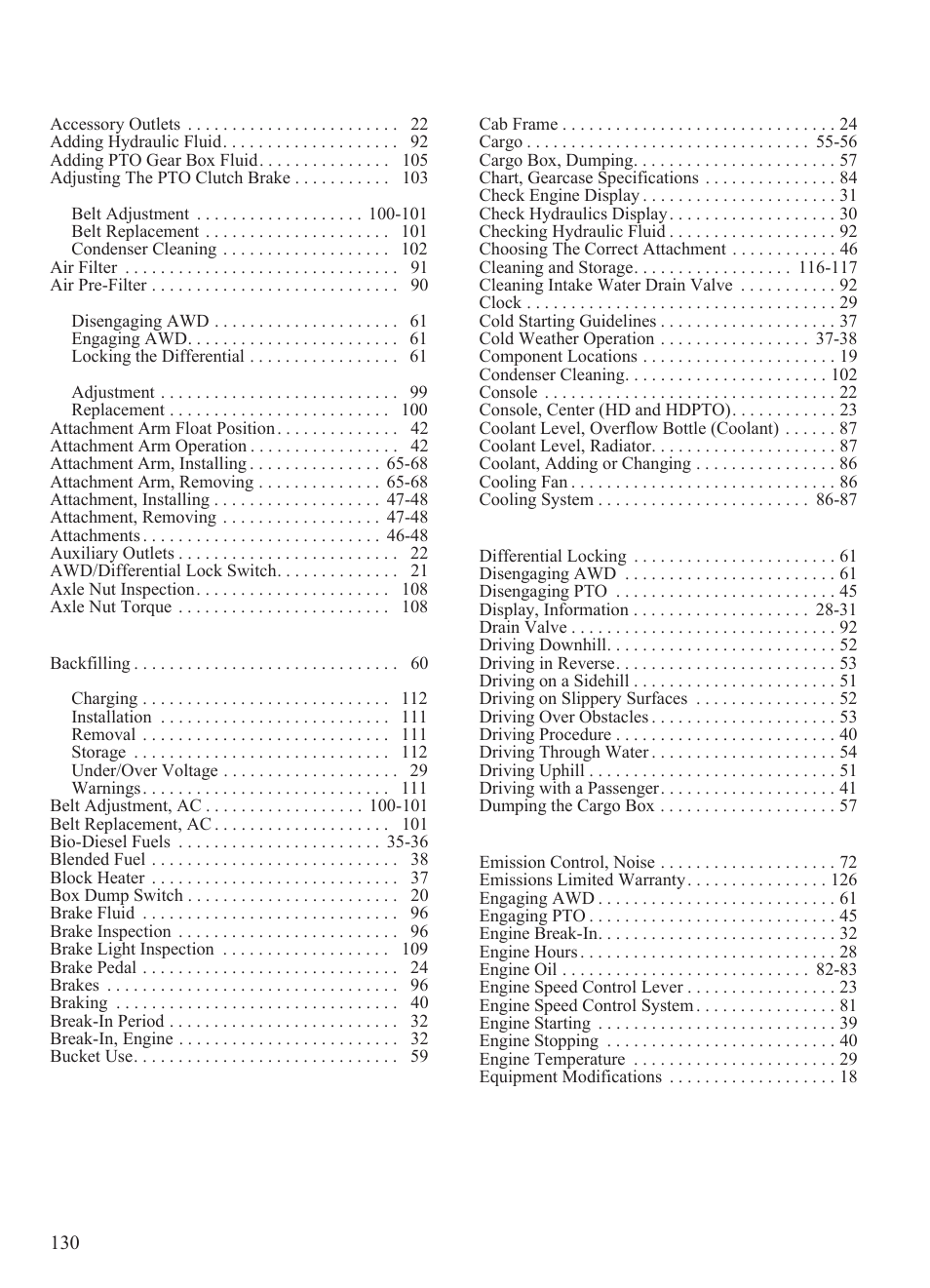 Index | Polaris 2014 BRUTUS Owner's Manual User Manual | Page 132 / 136