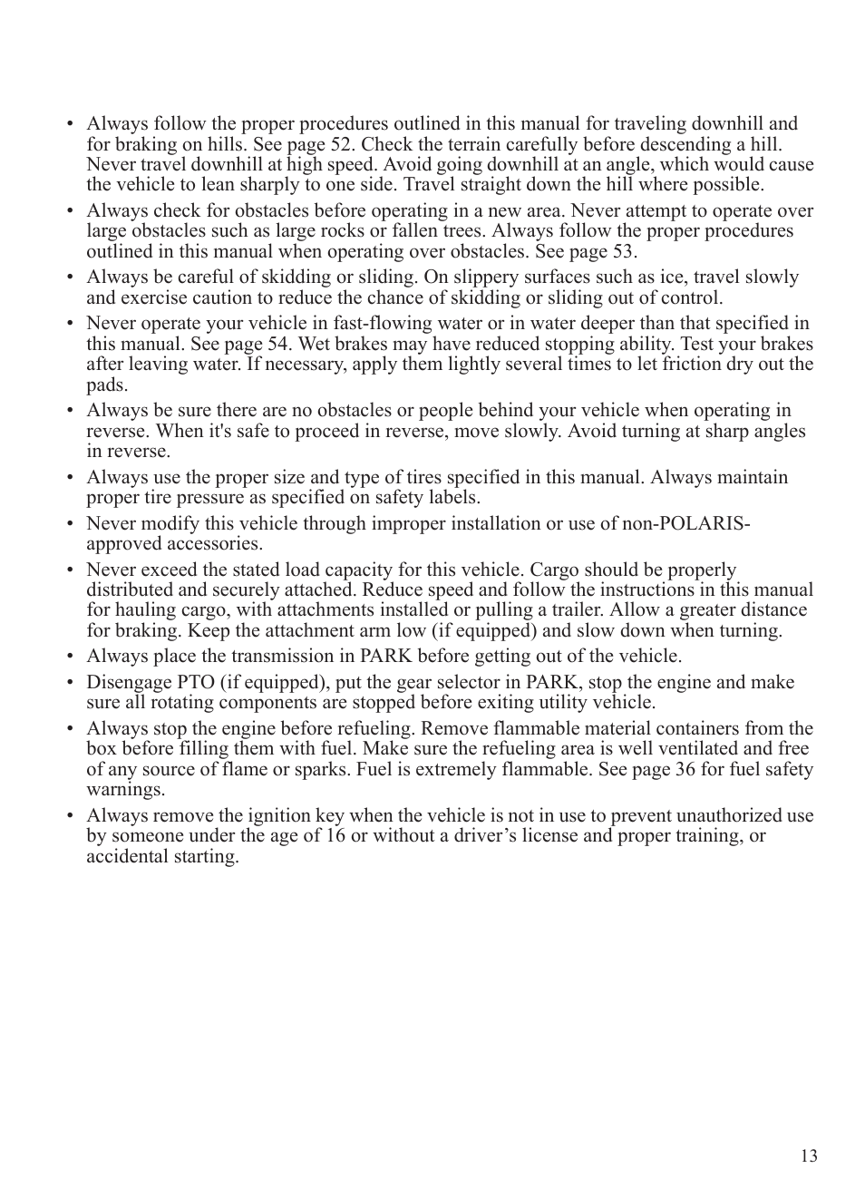 Safety, Operator safety | Polaris 2014 BRUTUS Owner's Manual User Manual | Page 15 / 136