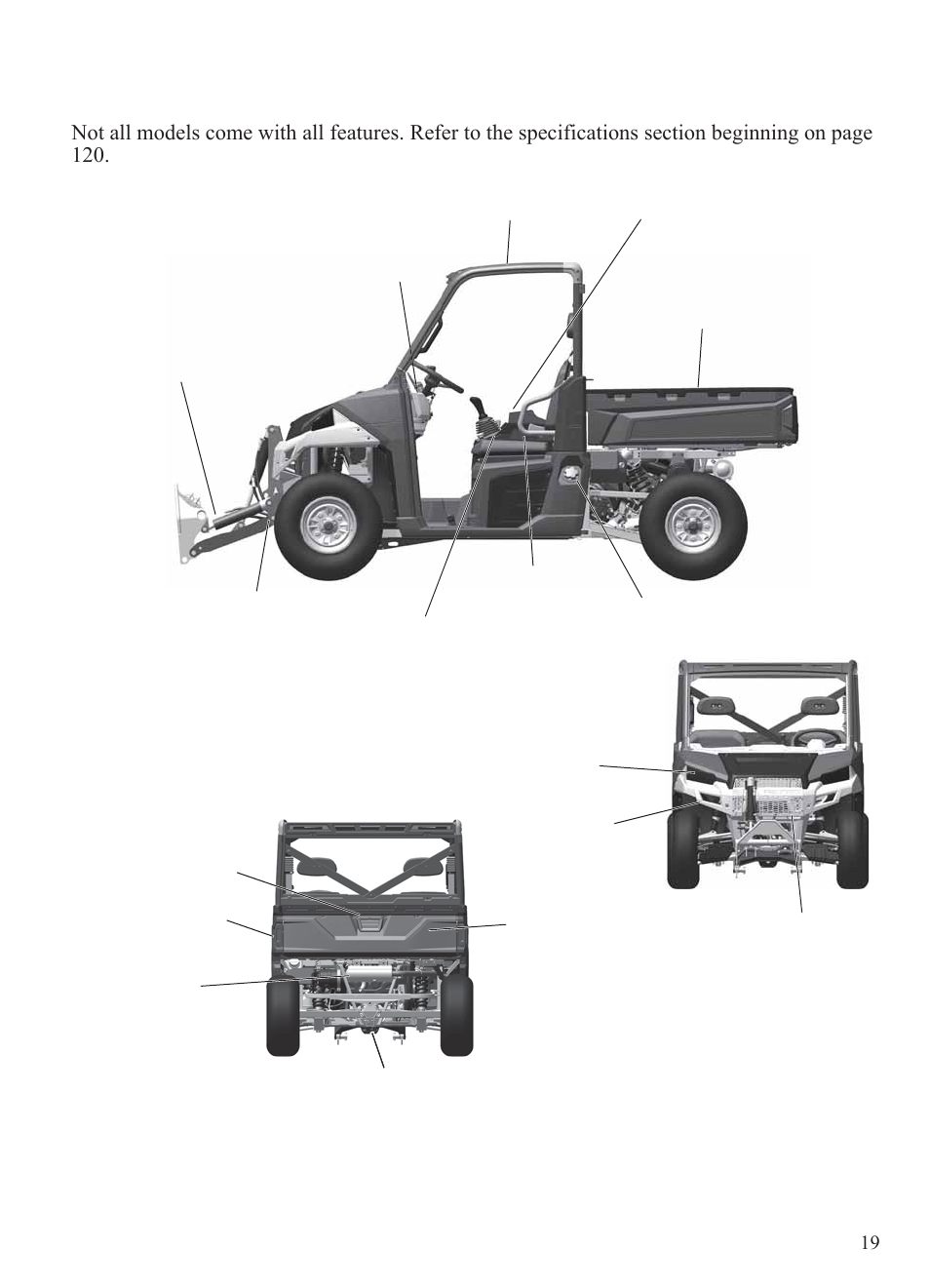Features and controls, Component locations | Polaris 2014 BRUTUS Owner's Manual User Manual | Page 21 / 136