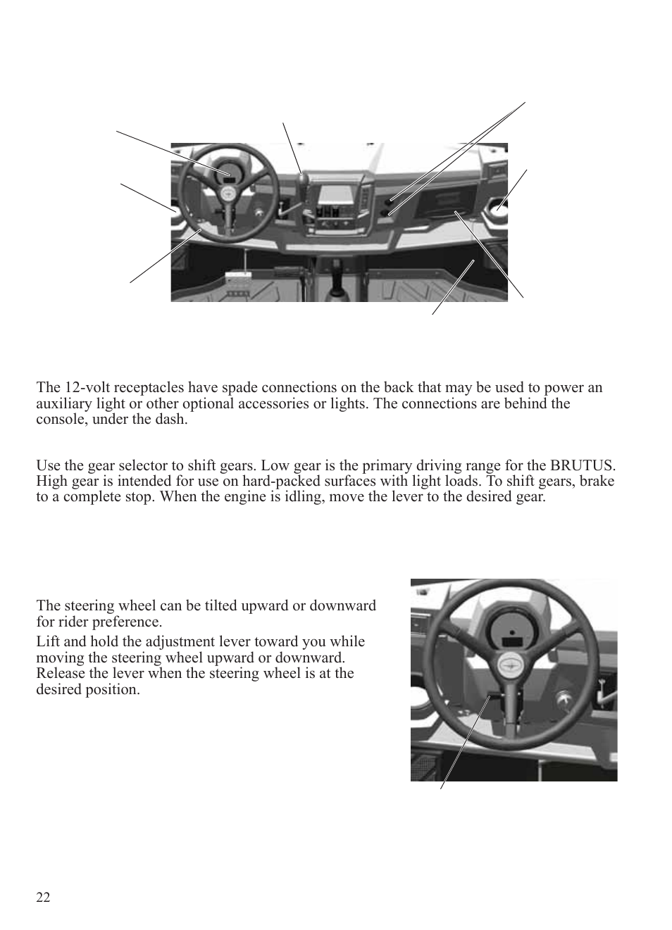 Features and controls, Console | Polaris 2014 BRUTUS Owner's Manual User Manual | Page 24 / 136