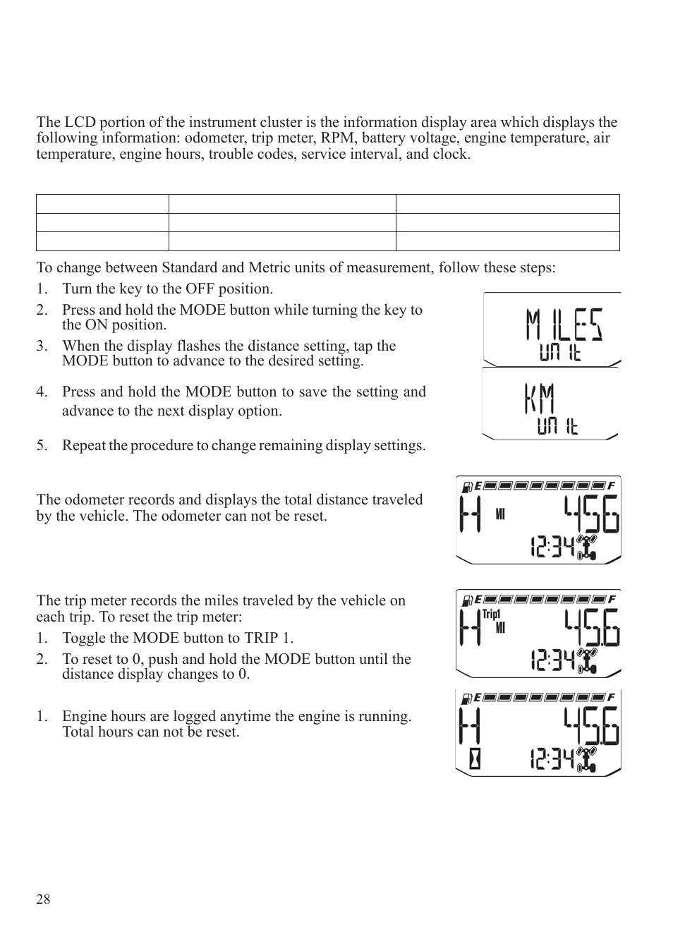 Features and controls, Instrument cluster | Polaris 2014 BRUTUS Owner's Manual User Manual | Page 30 / 136