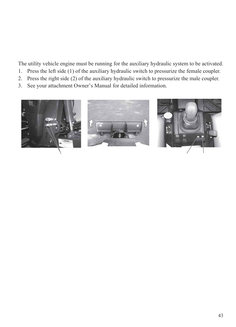 Operation, Hydraulic controls (models hd and hd | Polaris 2014 BRUTUS Owner's Manual User Manual | Page 45 / 136