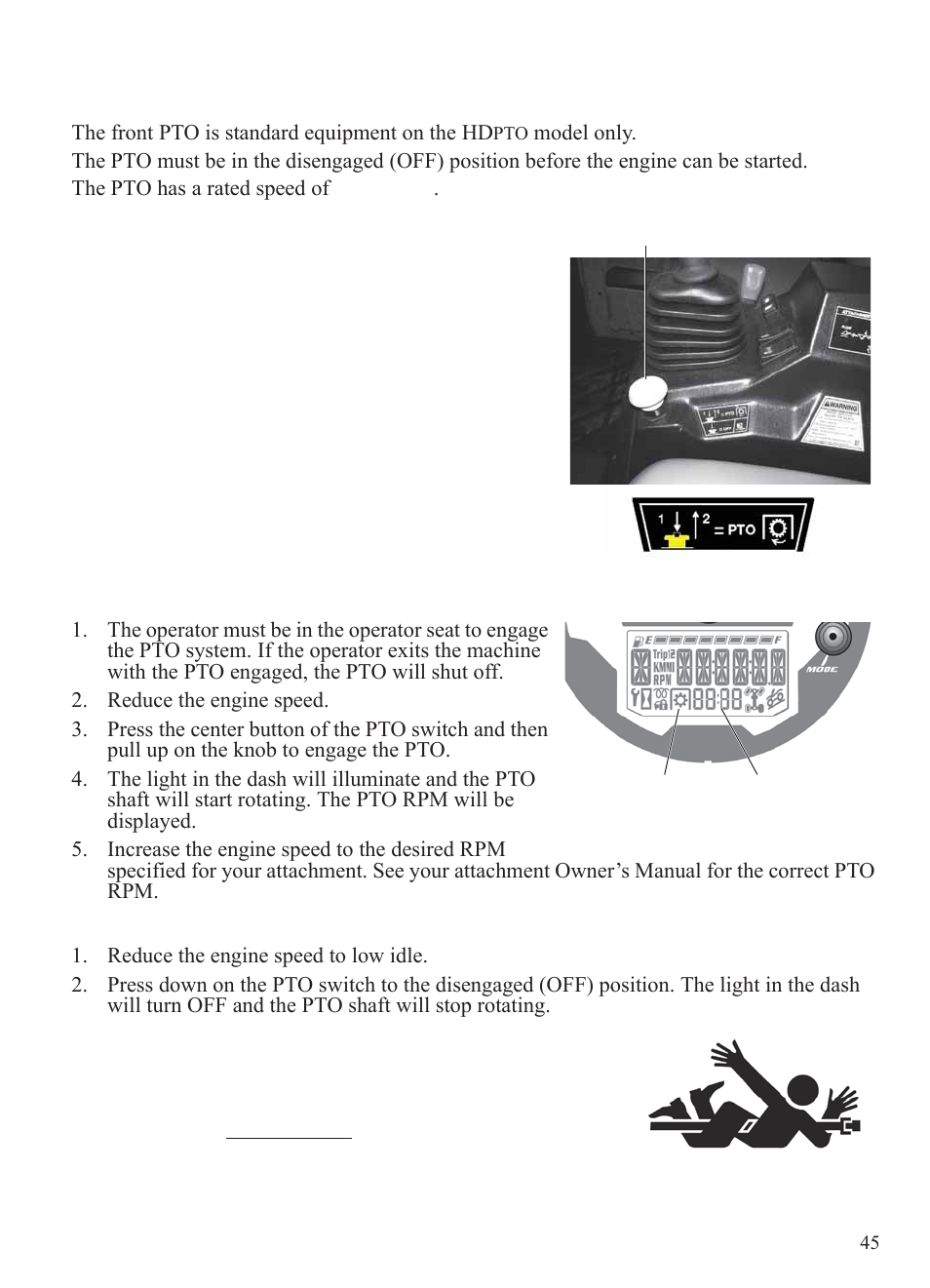 Operation, Power take-off (pto) (model hd | Polaris 2014 BRUTUS Owner's Manual User Manual | Page 47 / 136