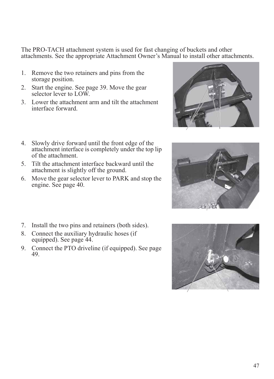 Operation, Attachments (models hd and hd | Polaris 2014 BRUTUS Owner's Manual User Manual | Page 49 / 136