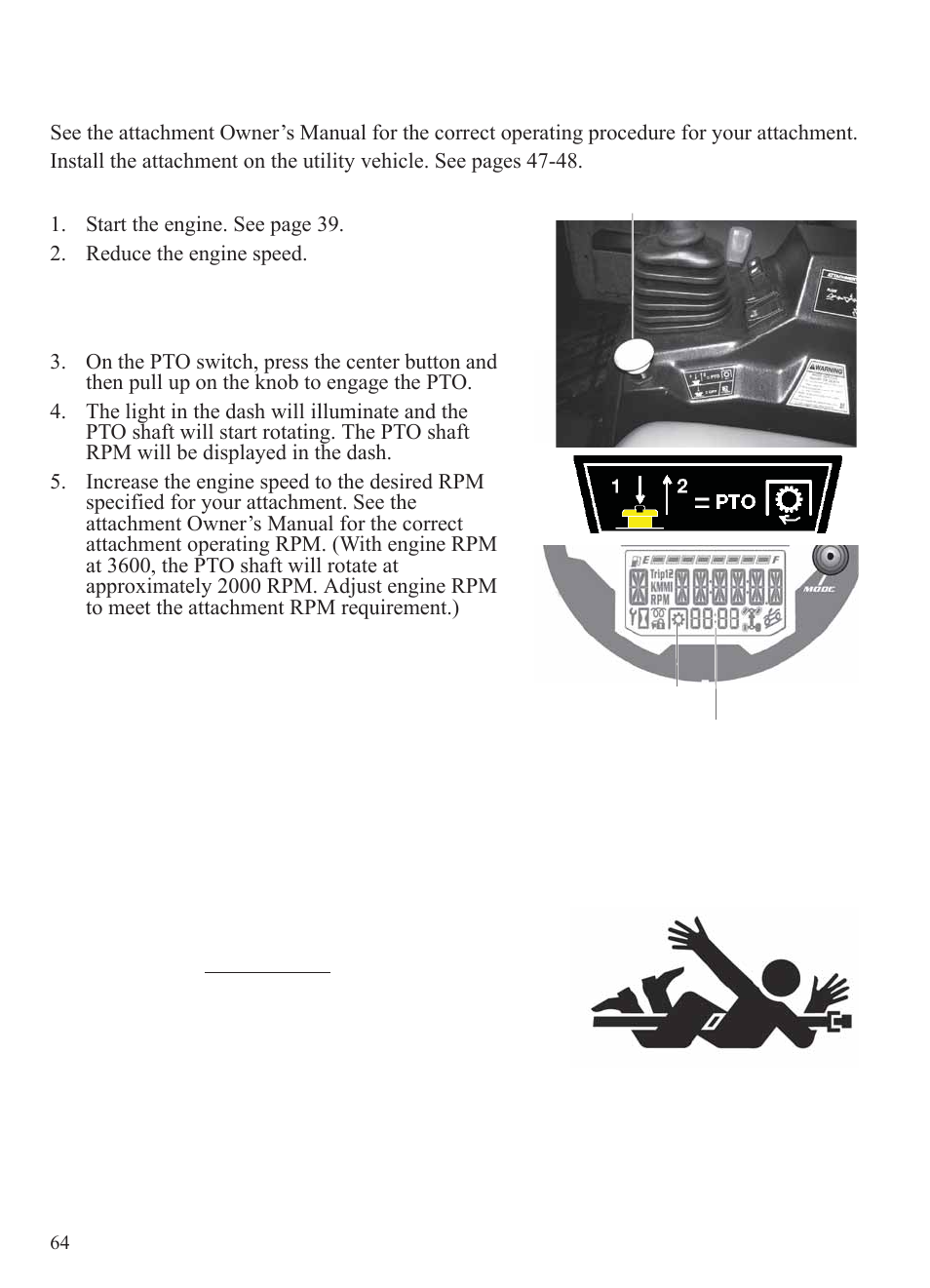 Operation, Operating the pto (hd | Polaris 2014 BRUTUS Owner's Manual User Manual | Page 66 / 136